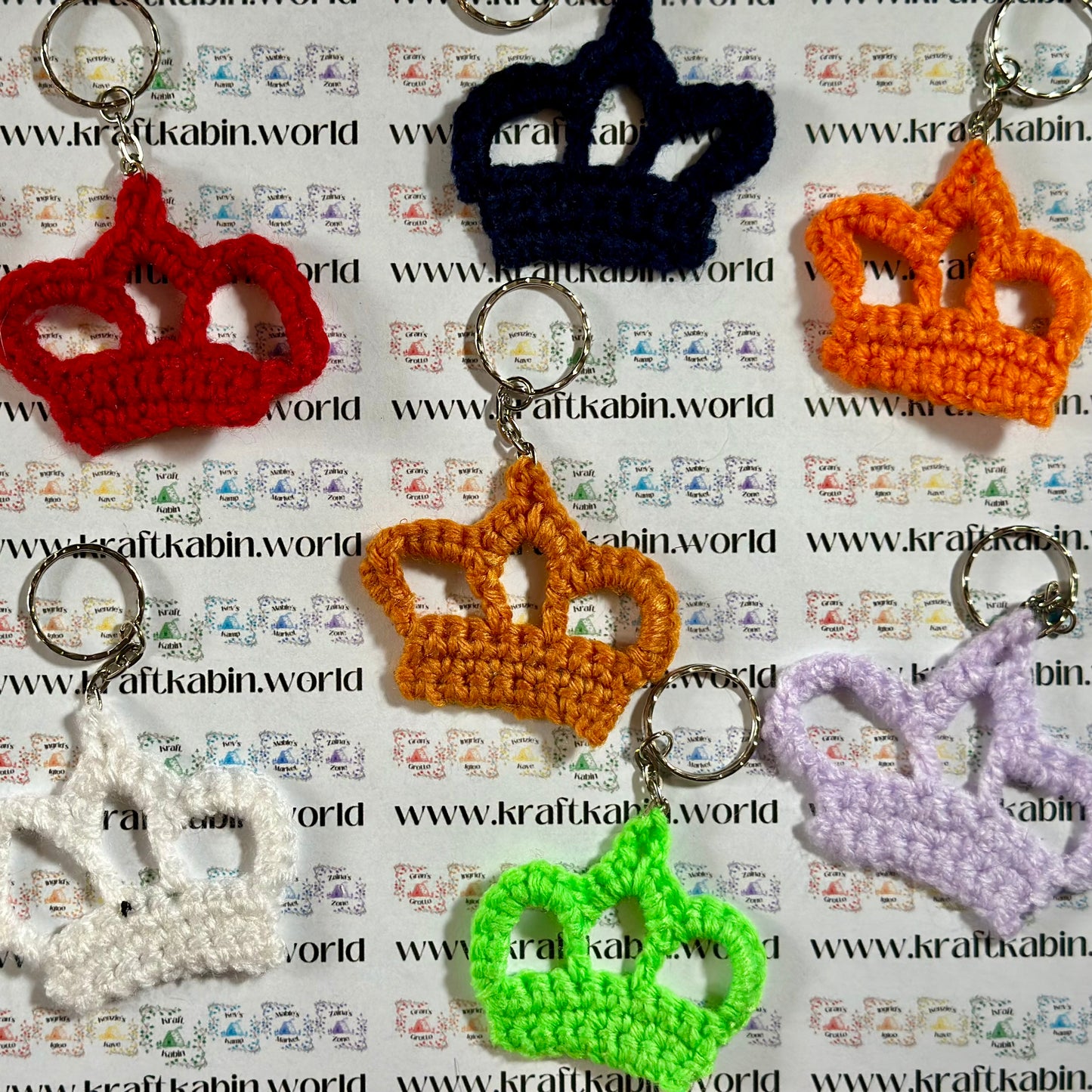 Hand Crocheted Crown Keyrings