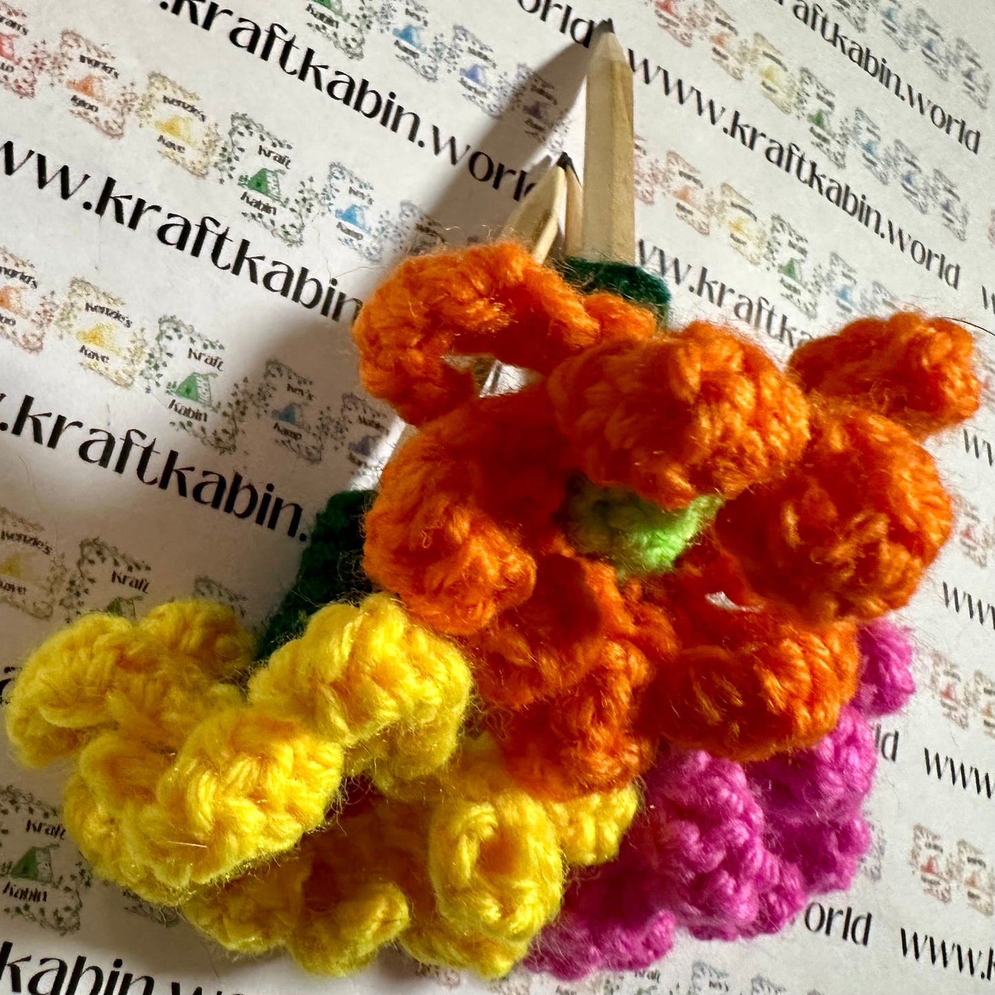 Hand Crocheted Flower Pencil Toppers