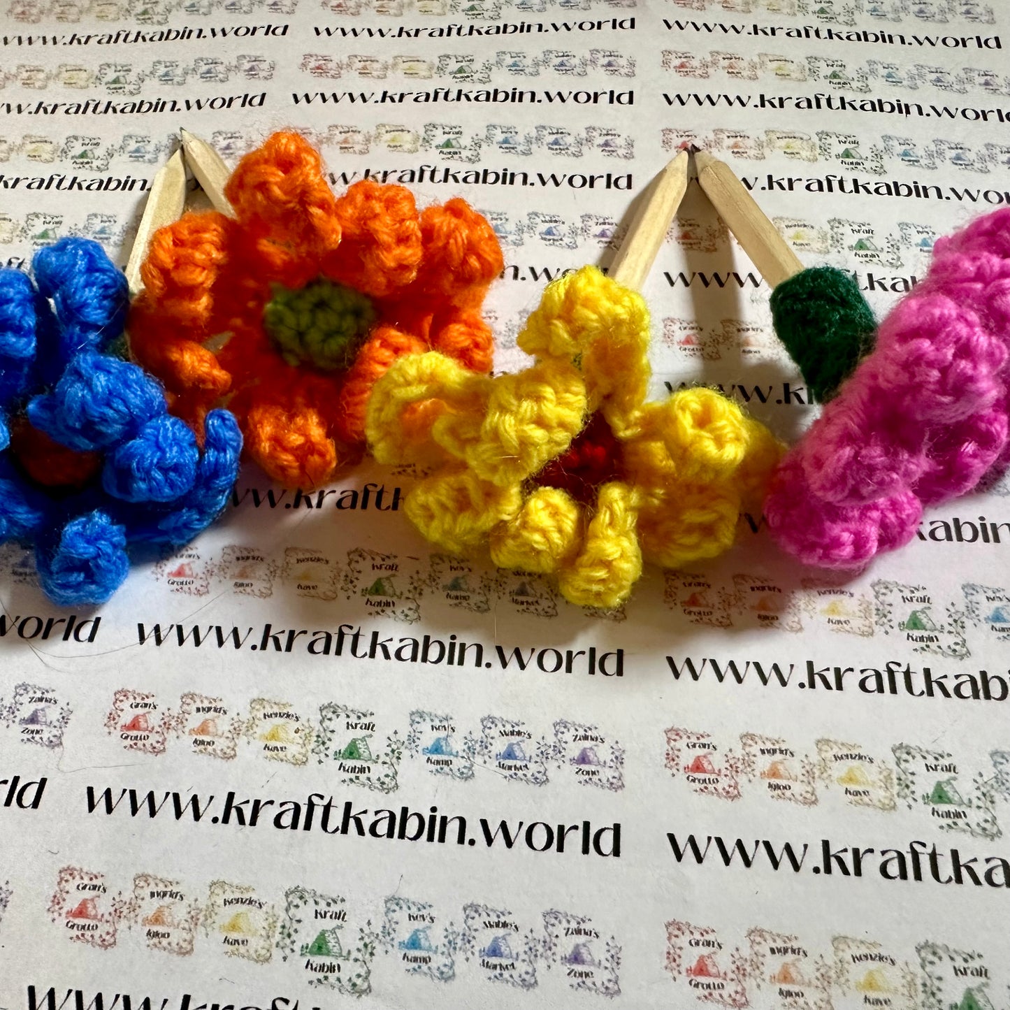 Hand Crocheted Flower Pencil Toppers