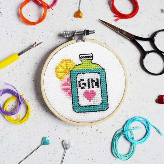 Gin Time Mini 3 Inch Cross Stitch Craft Kit