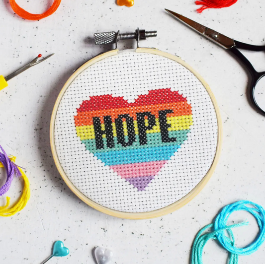 Hope Heart Mini 3 Inch Cross Stitch Craft Kit