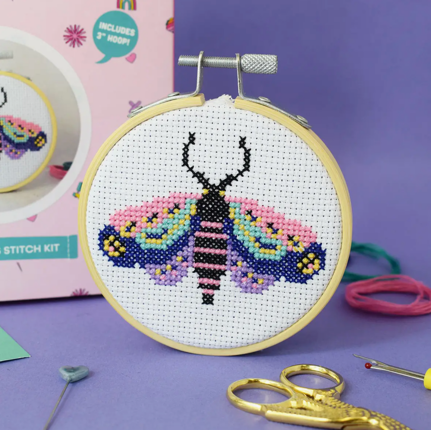 Moth Mini 3 Inch Cross Stitch Craft Kit