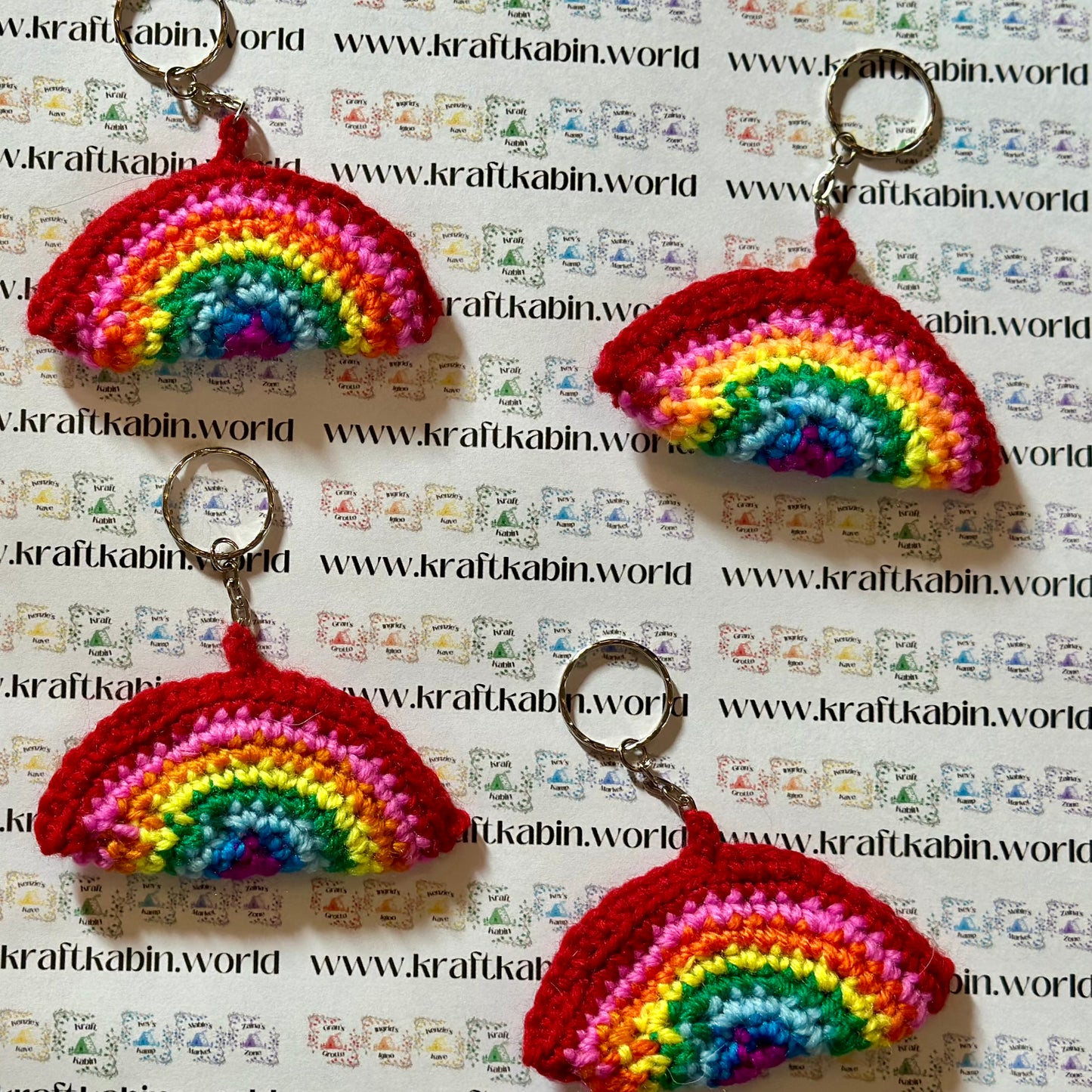 Hand Crocheted Rainbow Keyrings