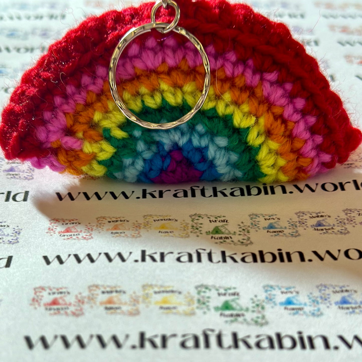 Hand Crocheted Rainbow Keyrings