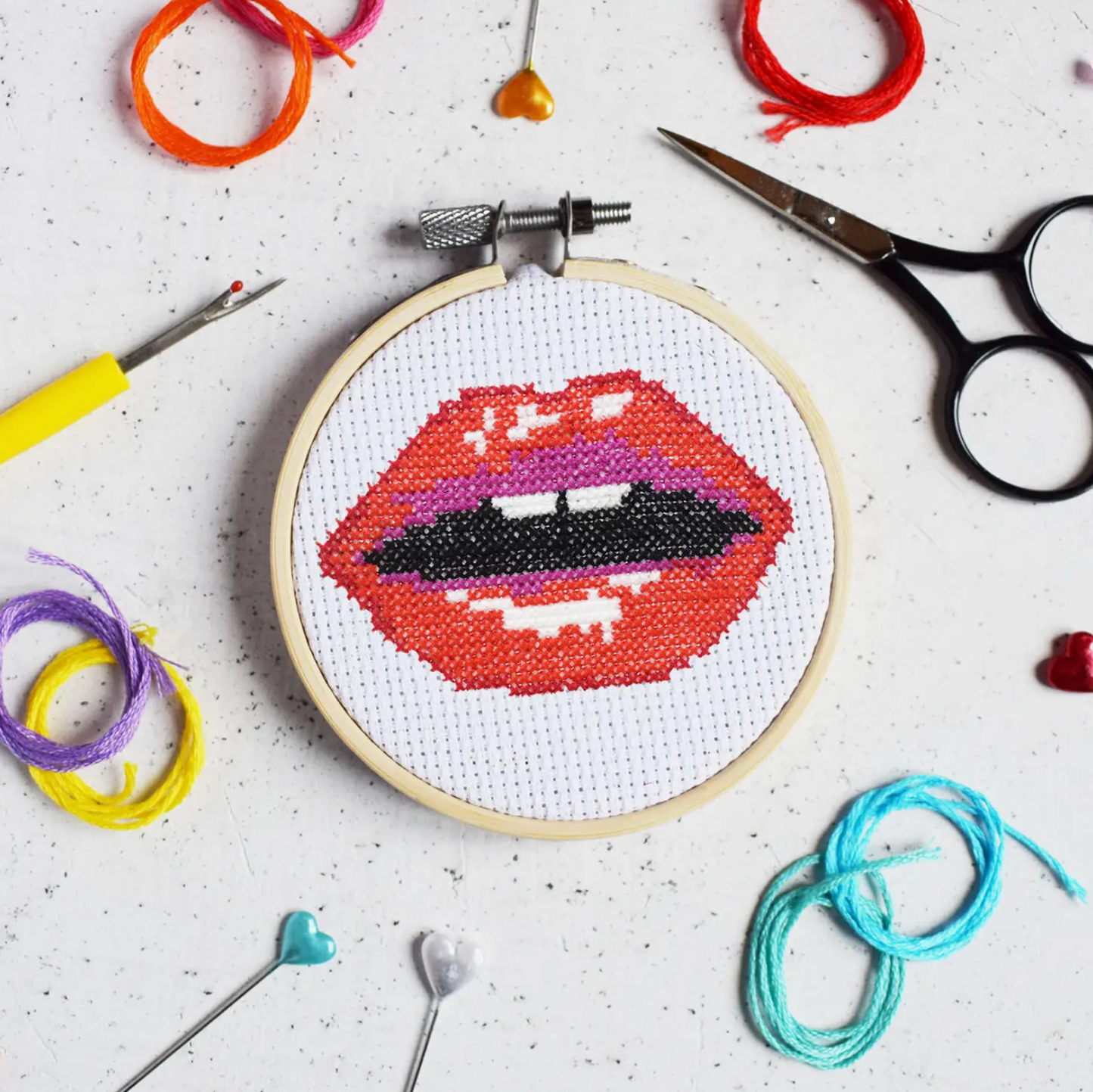 Read My Lips Mini 3 Inch Cross Stitch Craft Kit