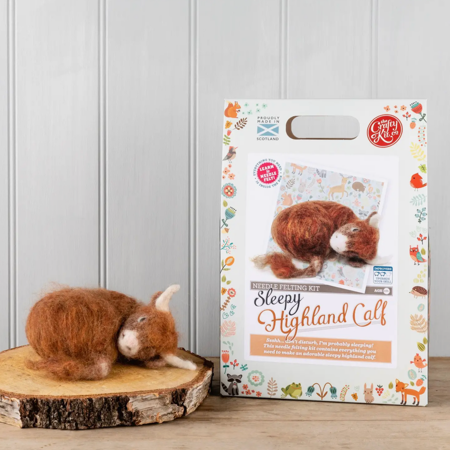 Sleepy Highland Calf Needle Felting Craft Kit