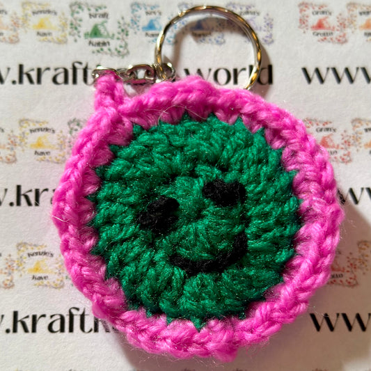 Hand Crocheted Smiley Keyrings