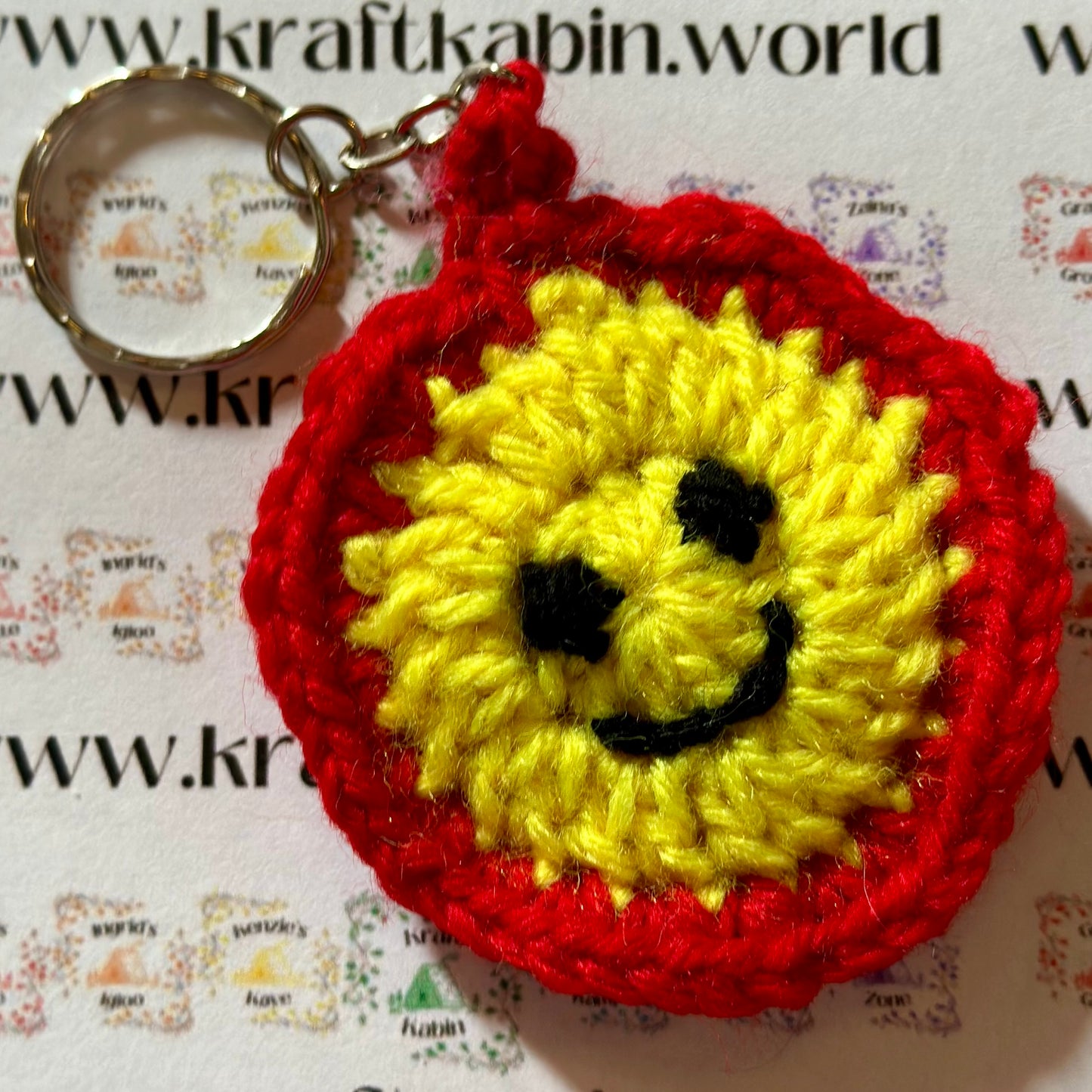 Hand Crocheted Smiley Keyrings