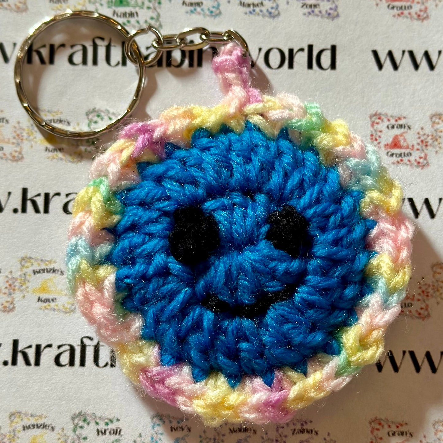 Hand Crocheted Smiley Keyrings