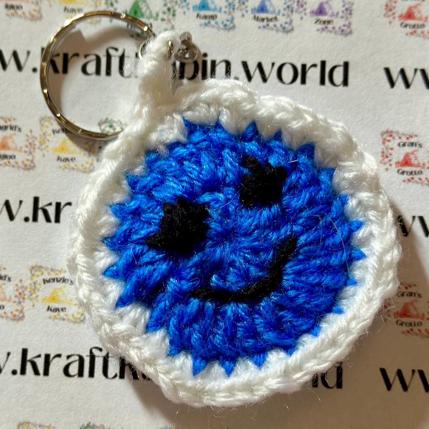 Hand Crocheted Smiley Keyrings