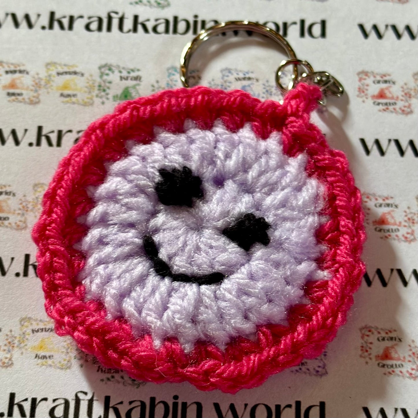 Hand Crocheted Smiley Keyrings