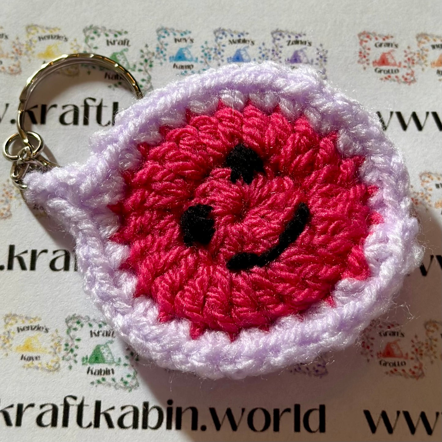 Hand Crocheted Smiley Keyrings