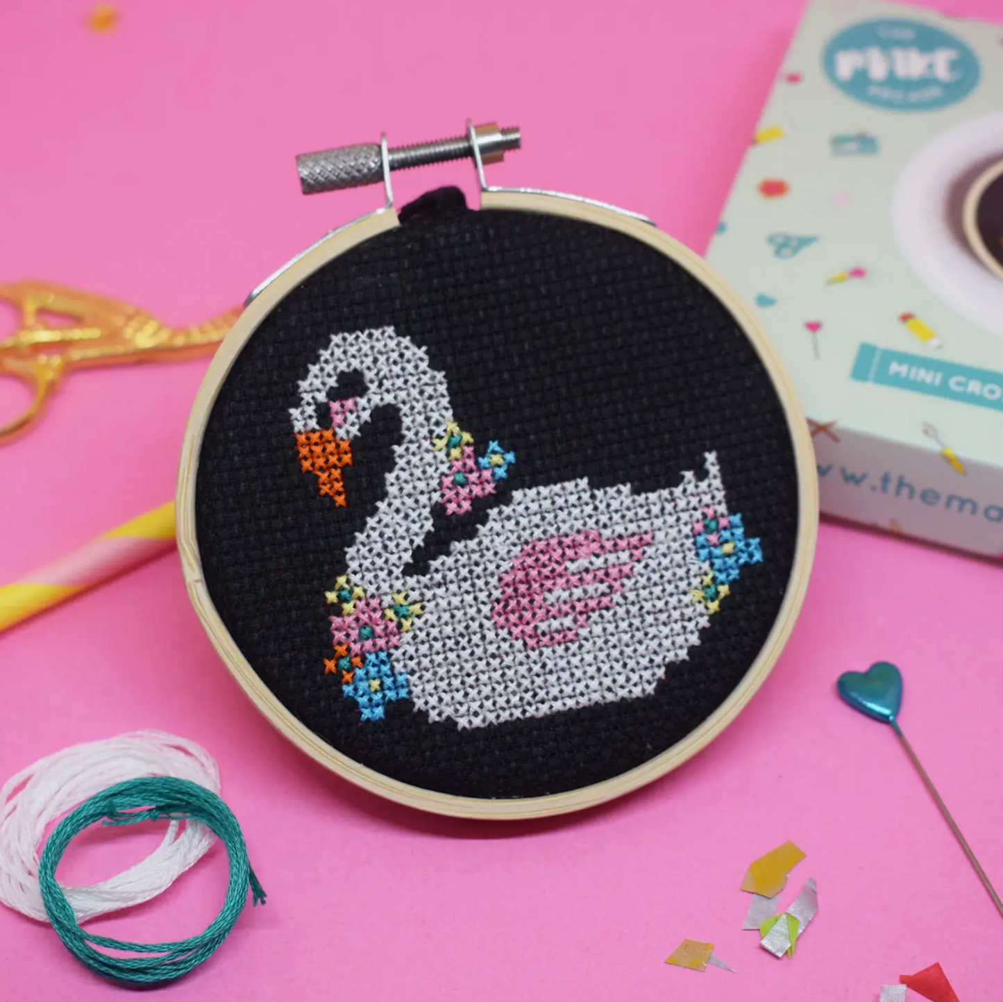 Swan Mini 3 Inch Cross Stitch Craft Kit