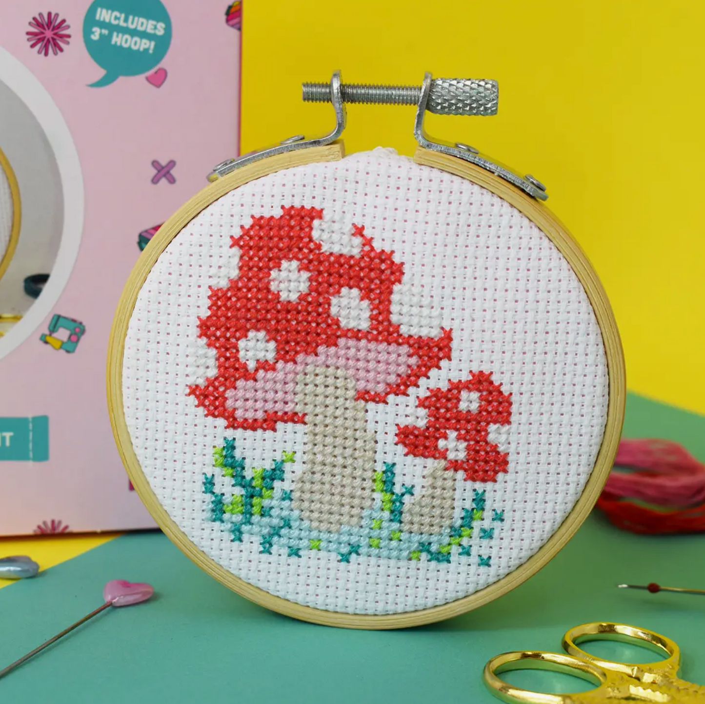 Toadstool Mini 3 Inch Cross Stitch Craft Kit